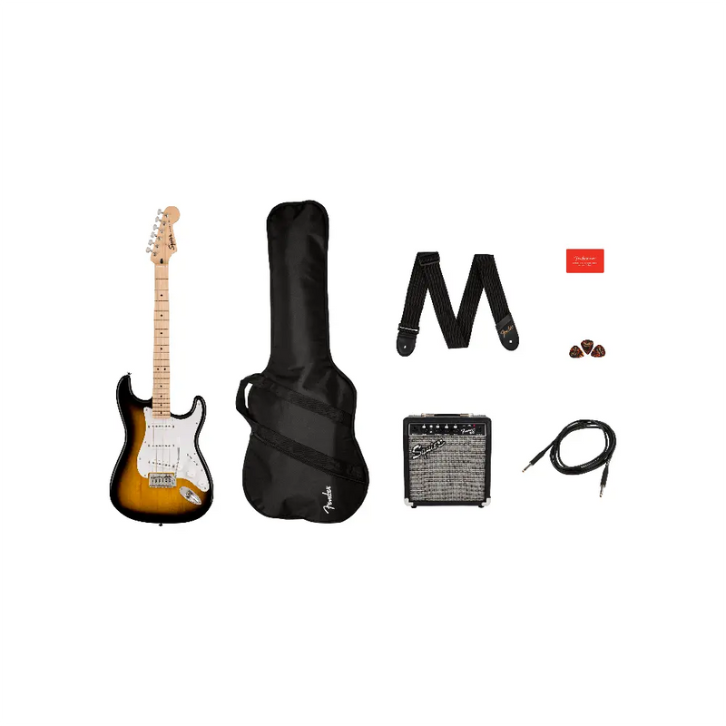 Carica immagine in Galleria Viewer, SQUIER Sonic Stratocaster Pack Sunburst con Battipenna Bianco GB 10G