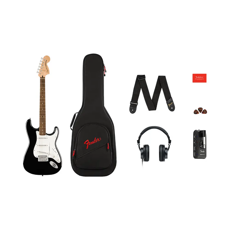 Carica immagine in Galleria Viewer, SQUIER Affinity Stratocaster Mustang Micro Pack LRL Black Gig Bag Hd9
