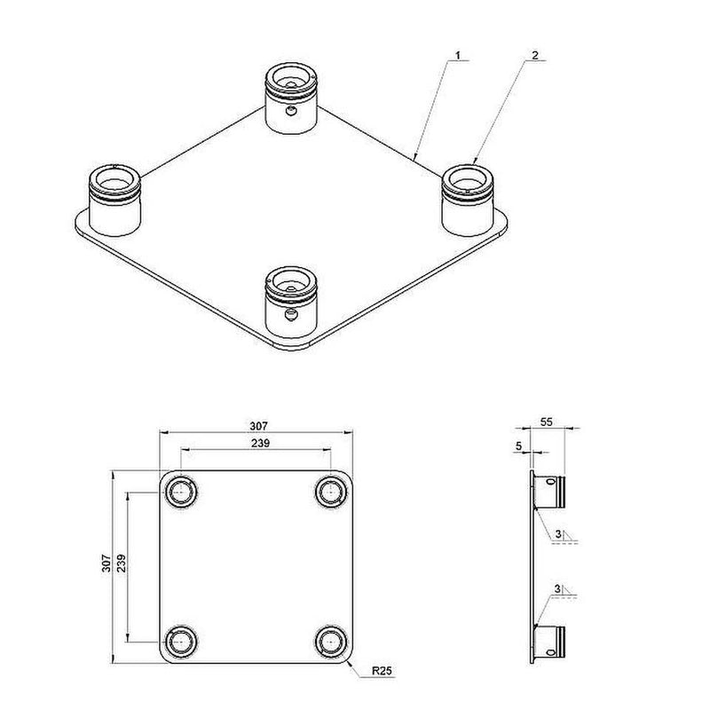 Carica immagine in Galleria Viewer, BEAMZ - P30 Truss baseplate w receivers BLK
