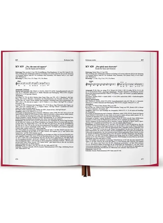 VON KÖCHEL - Köchel-Verzeichnis (KV) CATALOGO di Mozart