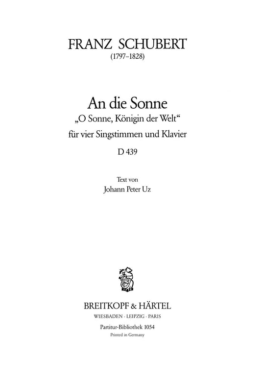 SCHUBERT - An die Sonne D 439