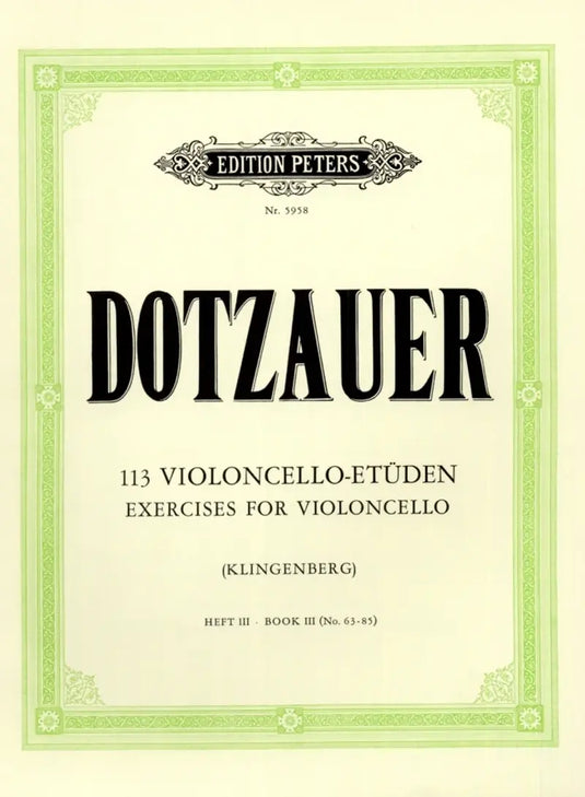 DOTZAUER - 113 Violoncello-Etuden Volume 3