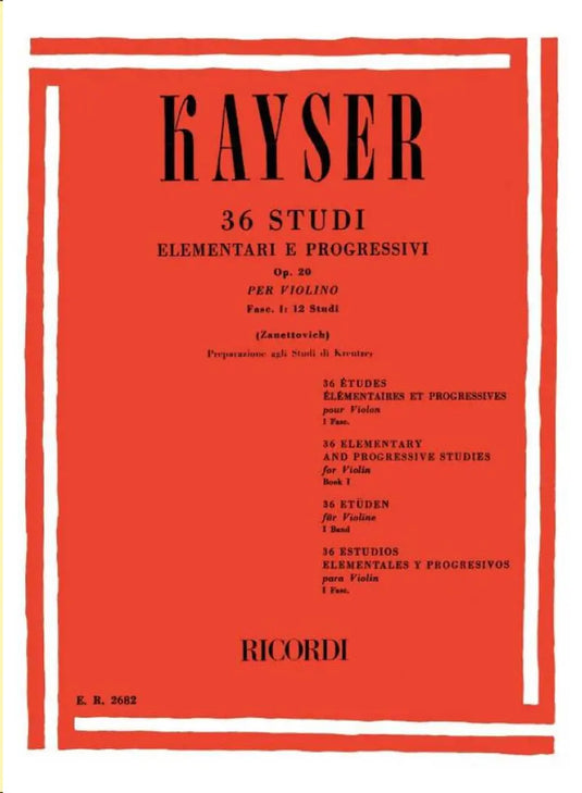 KAYSER - 36 Studi Elementari e Progressivi op.20 - Fascicolo 1: 12 Studi