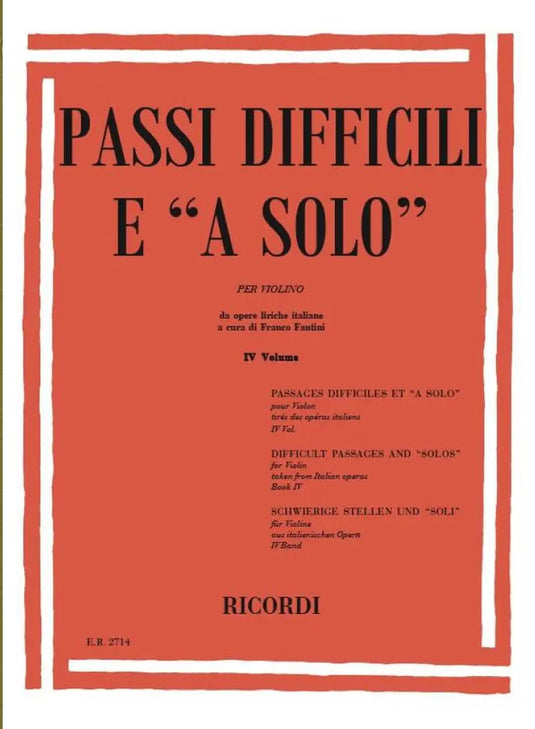 Passi Difficili E A Solo  Per Violino Vol.4