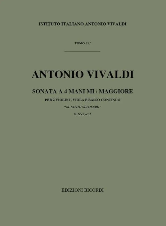 VIVALDI - Sonata a 4 Mani Mi b Maggiore F. XVI n. 2 "Al Santo Sepolcro" RV 130