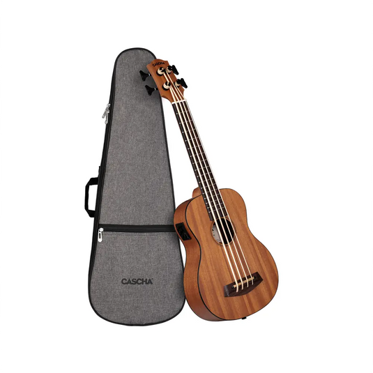 CASCHA UKULELE Bass Ukulele Mahogany con Borsa Amplificato