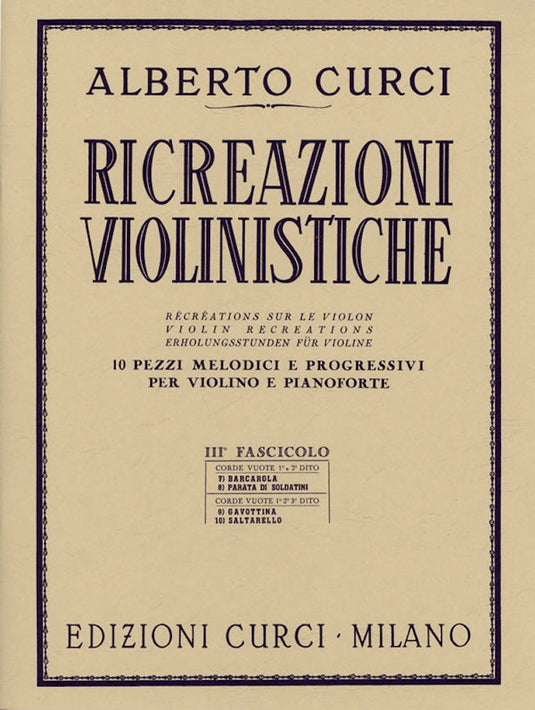 CURCI - Ricreazioni Violinistiche Fascicolo III